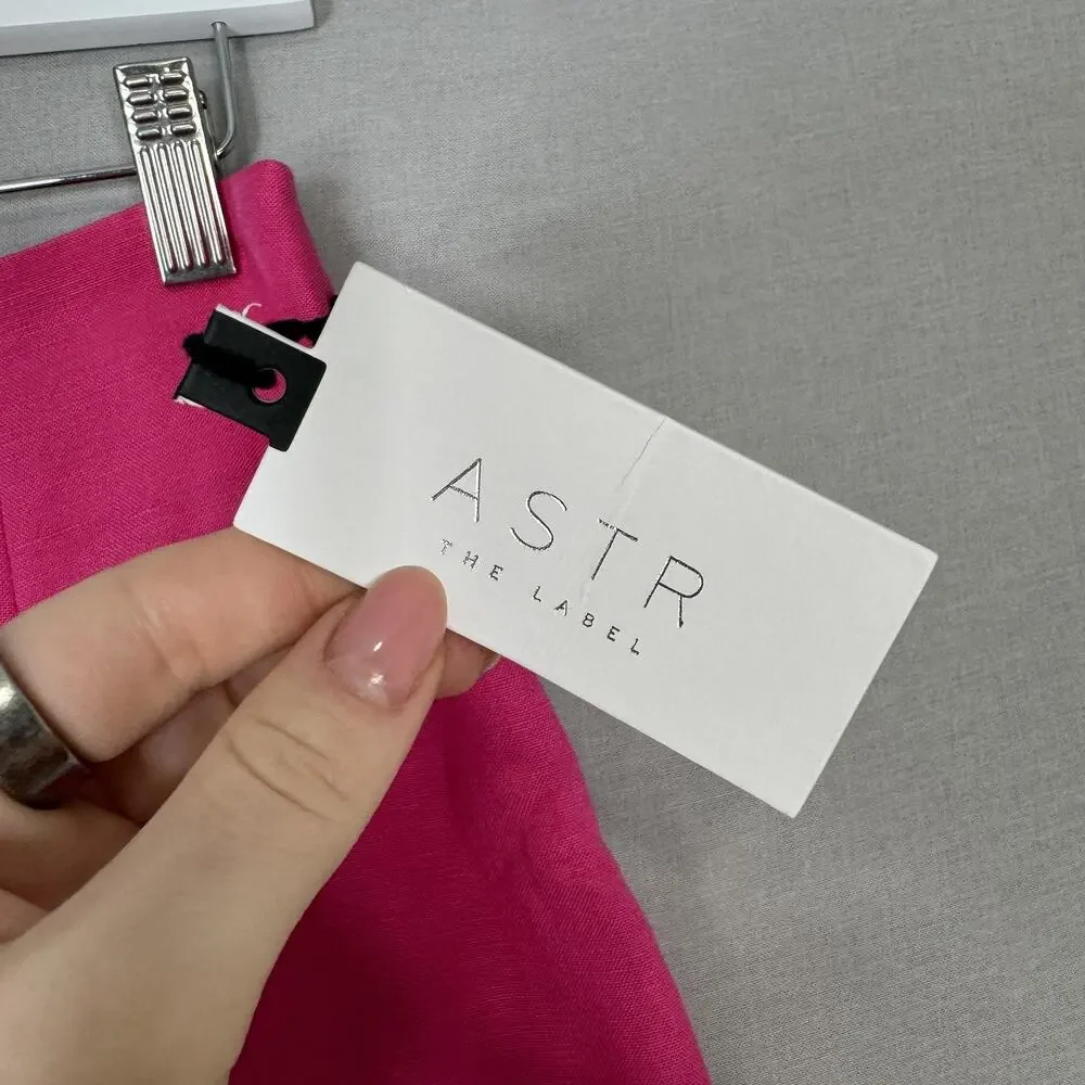 ASTR The Label Covina Skirt Womens Small‎ Pink Linen Blend Mini Side Slit Resort